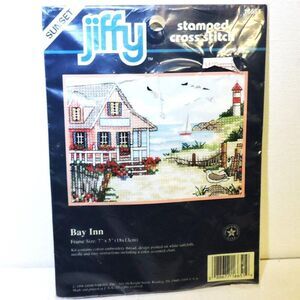 Jiffy Stamped Cross Stitch Kit 7 x 5 Bay Inn Seashore Coastal Complete 1996